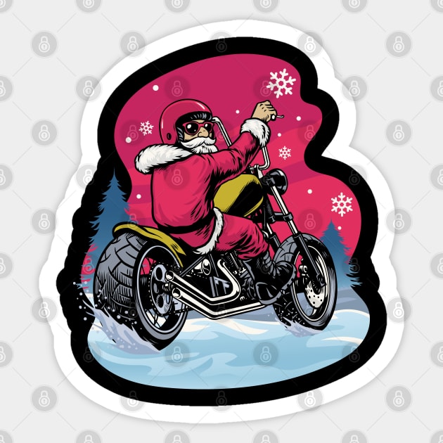 Motorcycle Santa Claus Biker Christmas Gift T-Shirt Sticker by obodo